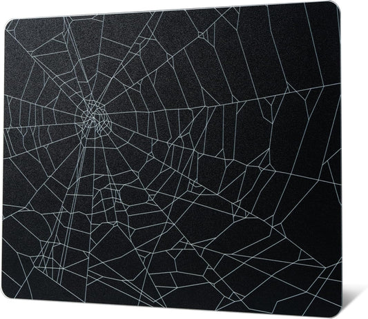 XVX Glass Mousepad for Gaming, Black Spider Webs Hard Gaming Glass Mouse Pad, Professional Large Mouse Mat 410Mm*310Mm, Special Glass Surface with Improved Precision and Speed